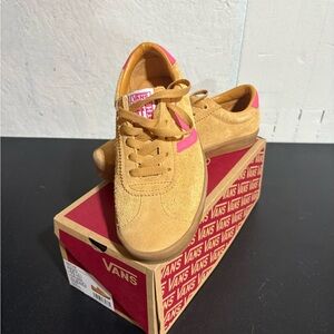 Vans Tan Sneakers with Pink Soles